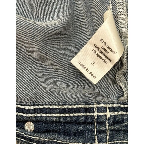 Maurices Jean Jacket Small Cropped Boho Blue Fade Denim Pockets Stretch Western - Picture 9 of 9